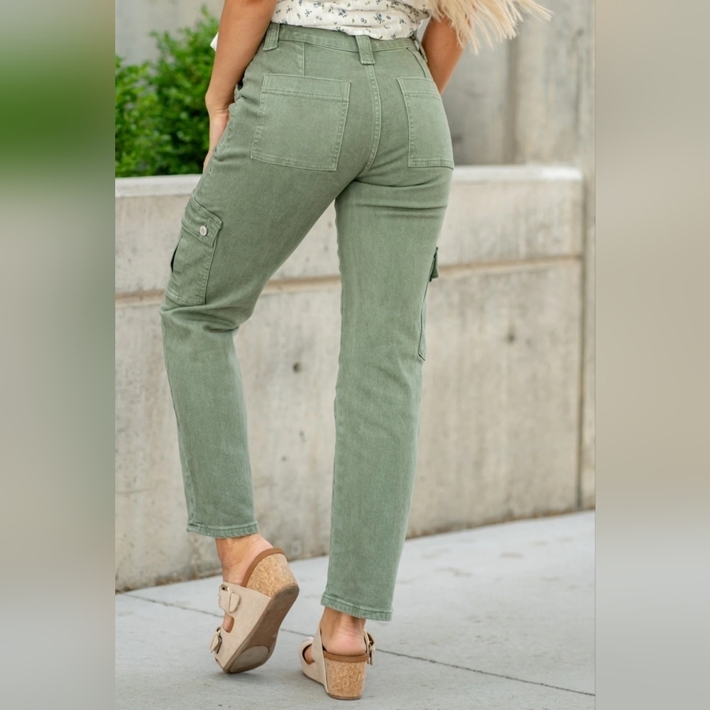 Vervet HR Straight Fit Jeans Utility Cargo Olive Dixie Patch Pocket 9/29 NEW - Picture 10 of 16